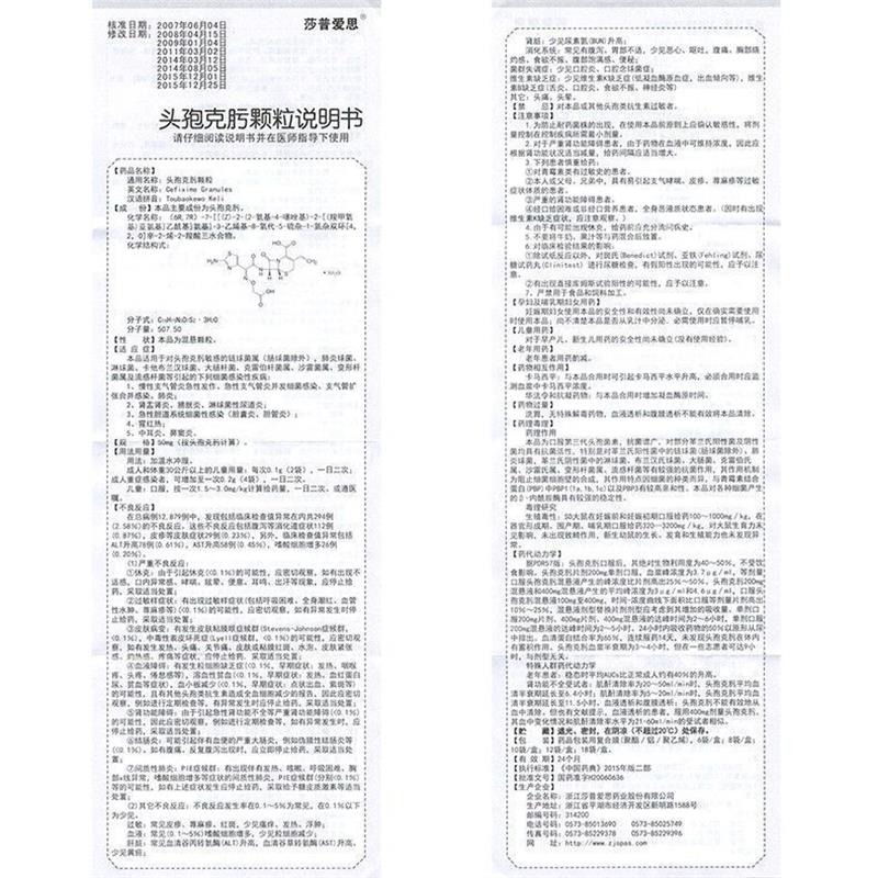 1商维商城演示版2测试3演示版4头孢克肟颗粒(莎普爱思)5头孢克肟颗粒63.67750mg*6袋8颗粒剂9浙江莎普爱思药业股份有限公司