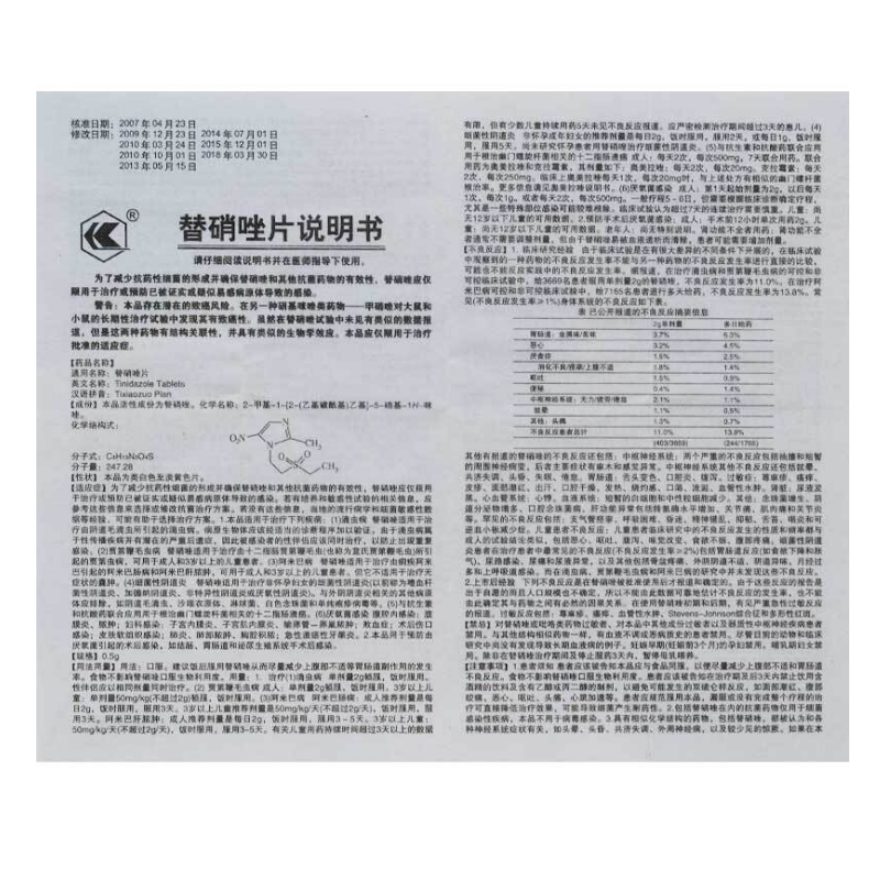 替硝唑片,替硝唑片,片剂_0.5gx8片/盒,集药方舟 | 药品零售 | 电商平台