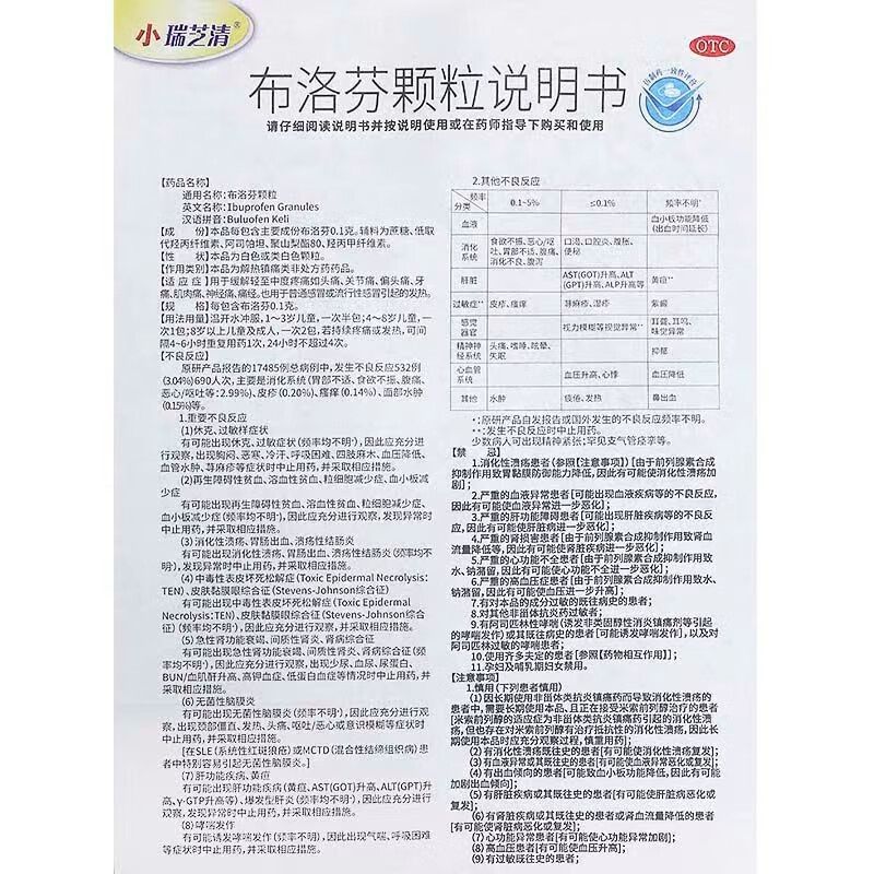 布洛芬颗粒,布洛芬颗粒(小瑞芝清),颗粒剂_0.1g*12袋,集药方舟 | 药品零售 | 电商平台